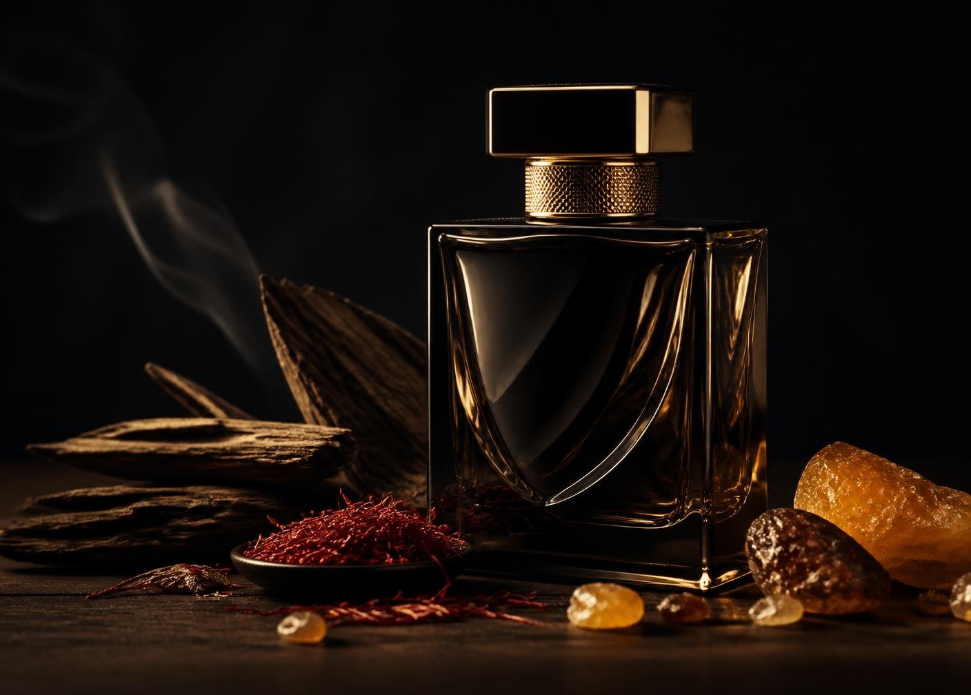 Noir Oud extrait de parfum with oud wood, saffron and amber